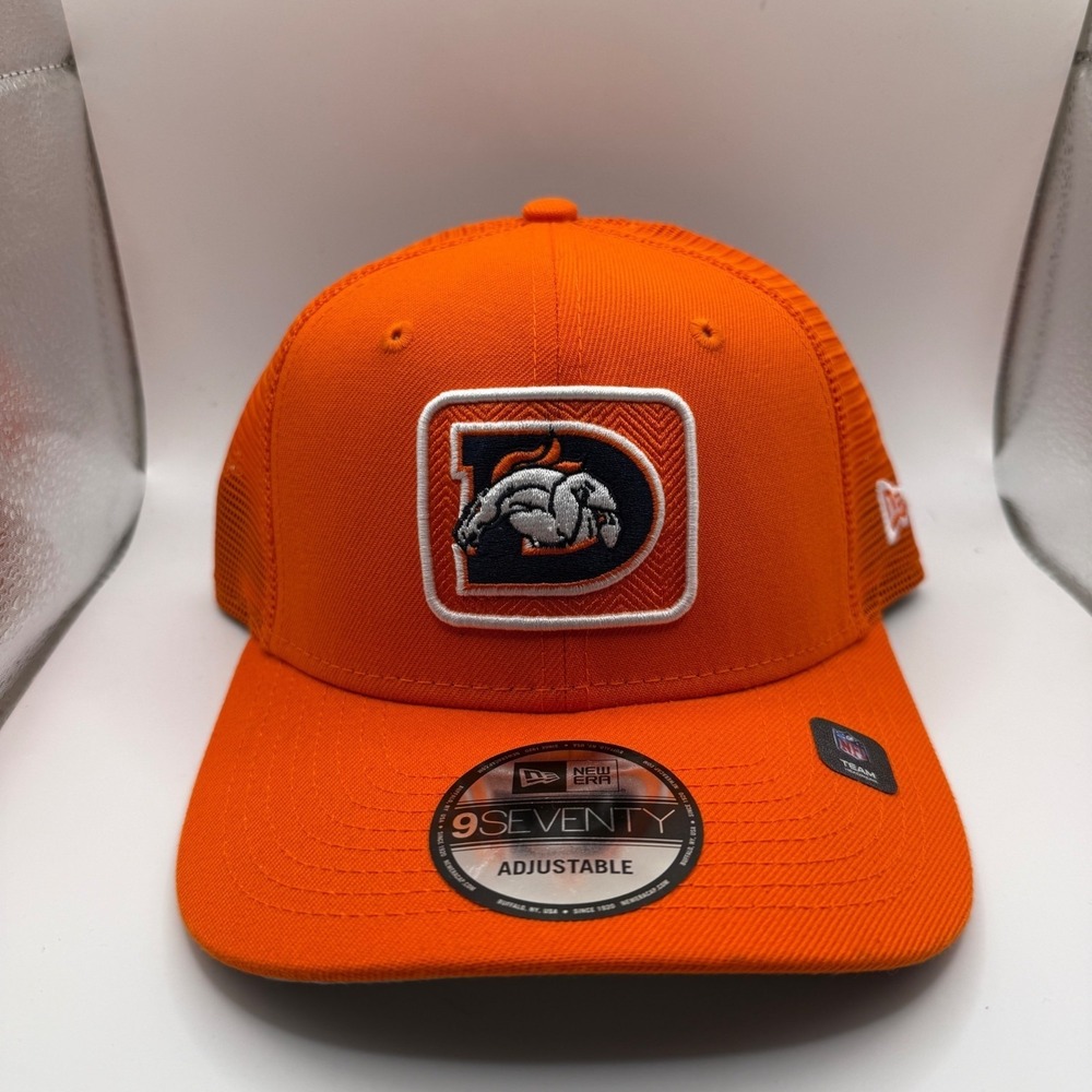 New Era 9Twenty Denver Broncos Retro Logo Adjustable Mesh Snapback Hat Orange